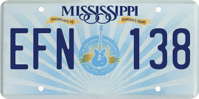 MS license plate EFN138