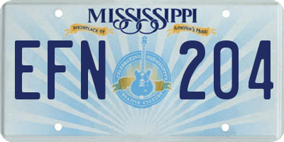 MS license plate EFN204