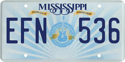 MS license plate EFN536