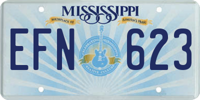 MS license plate EFN623