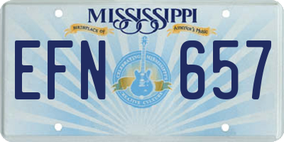 MS license plate EFN657