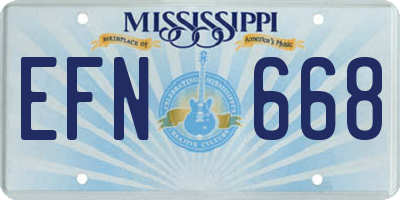 MS license plate EFN668