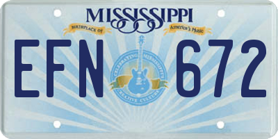 MS license plate EFN672