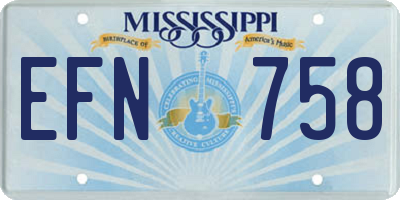 MS license plate EFN758