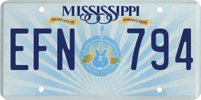 MS license plate EFN794