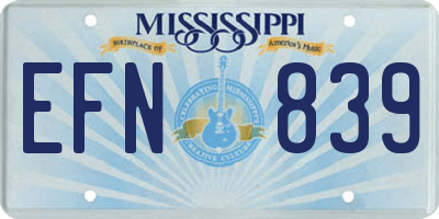 MS license plate EFN839