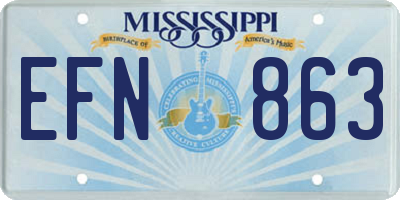 MS license plate EFN863