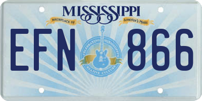 MS license plate EFN866