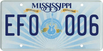 MS license plate EFO006