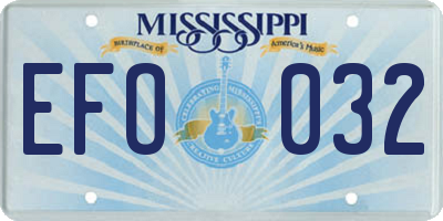 MS license plate EFO032