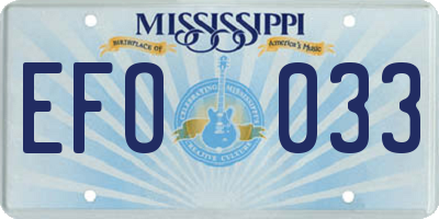 MS license plate EFO033