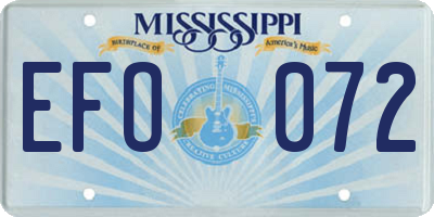 MS license plate EFO072
