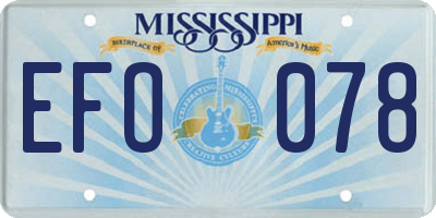 MS license plate EFO078