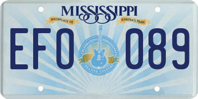 MS license plate EFO089
