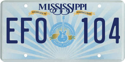 MS license plate EFO104