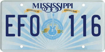 MS license plate EFO116