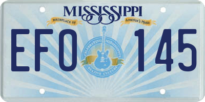 MS license plate EFO145