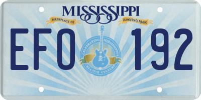 MS license plate EFO192