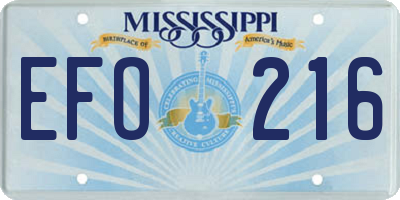 MS license plate EFO216