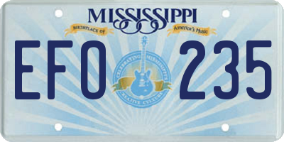 MS license plate EFO235