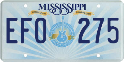 MS license plate EFO275
