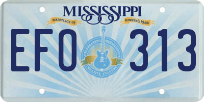MS license plate EFO313