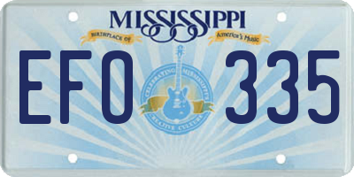 MS license plate EFO335
