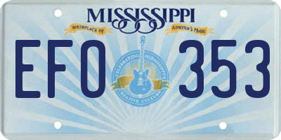 MS license plate EFO353
