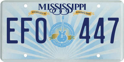 MS license plate EFO447