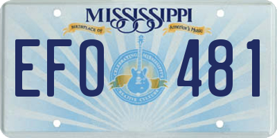 MS license plate EFO481