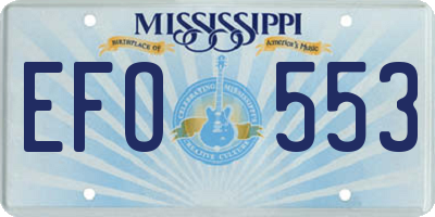 MS license plate EFO553