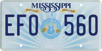 MS license plate EFO560