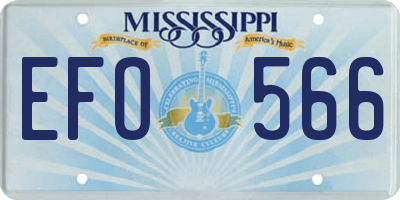 MS license plate EFO566