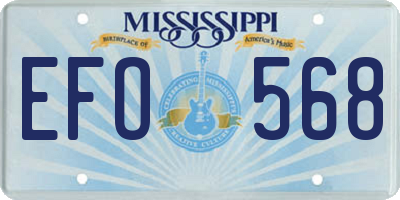 MS license plate EFO568
