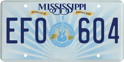 MS license plate EFO604