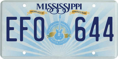 MS license plate EFO644
