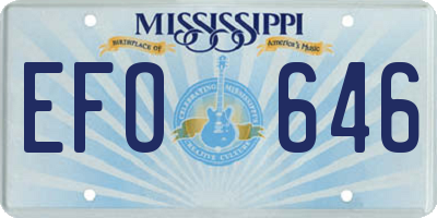 MS license plate EFO646