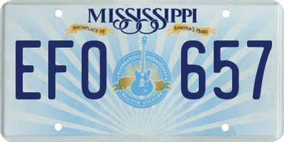 MS license plate EFO657