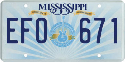 MS license plate EFO671