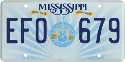 MS license plate EFO679