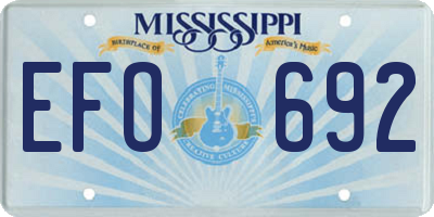 MS license plate EFO692