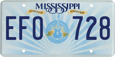 MS license plate EFO728