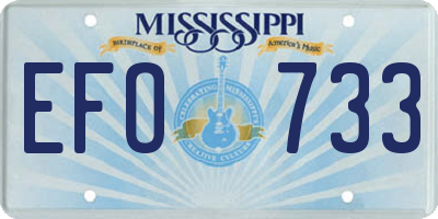 MS license plate EFO733