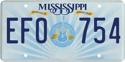 MS license plate EFO754