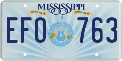 MS license plate EFO763