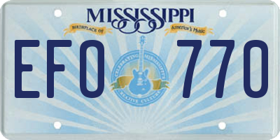MS license plate EFO770