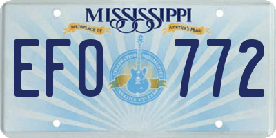 MS license plate EFO772