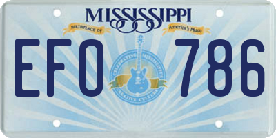 MS license plate EFO786