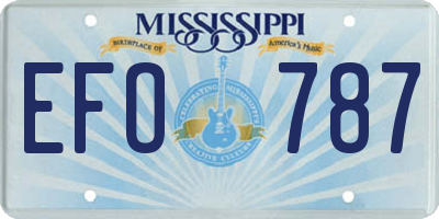 MS license plate EFO787