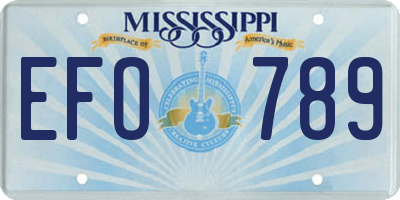 MS license plate EFO789
